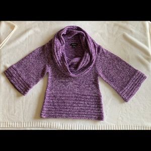 Bebe Purple 3/4 Sleeves Cowl Neck Knit Sweater